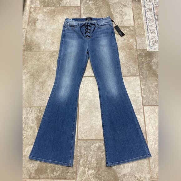 Genetic Los Angeles Vintage Jagger Flare Jeans 32x34 Stretch Lace-Up NWT - Picture 3 of 15